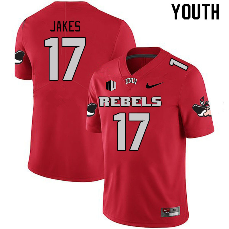 Youth #17 Jordan Jakes UNLV Rebels 2023 College Football Jerseys Stitched-Scarlet - Click Image to Close